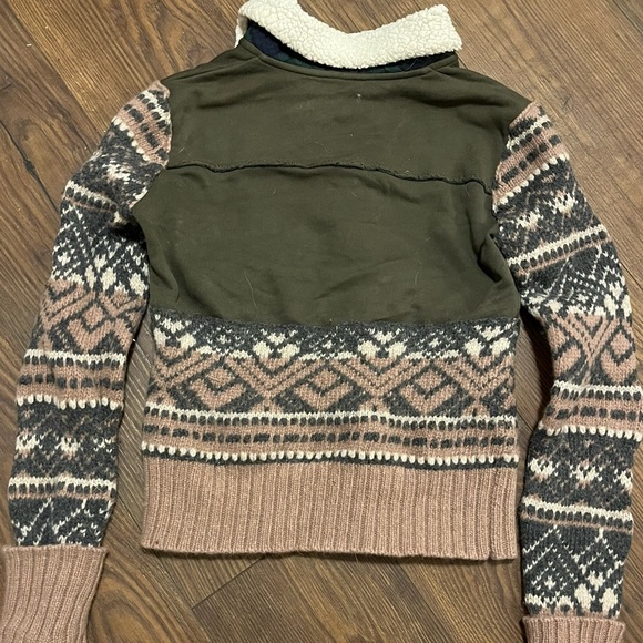 vintage knitted plaid cowichan sweater jacket - Picture 4 of 5